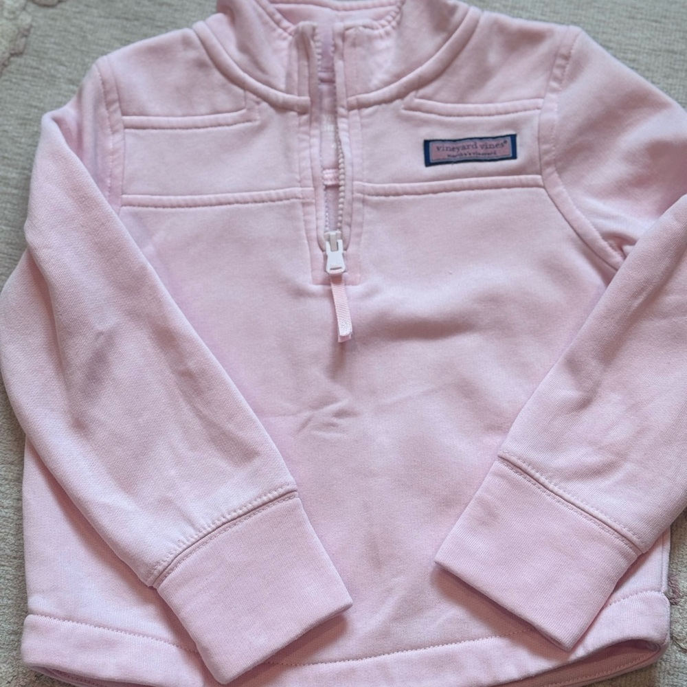 Vineyard Vines Girls Light Pink Half-Zip Pullover